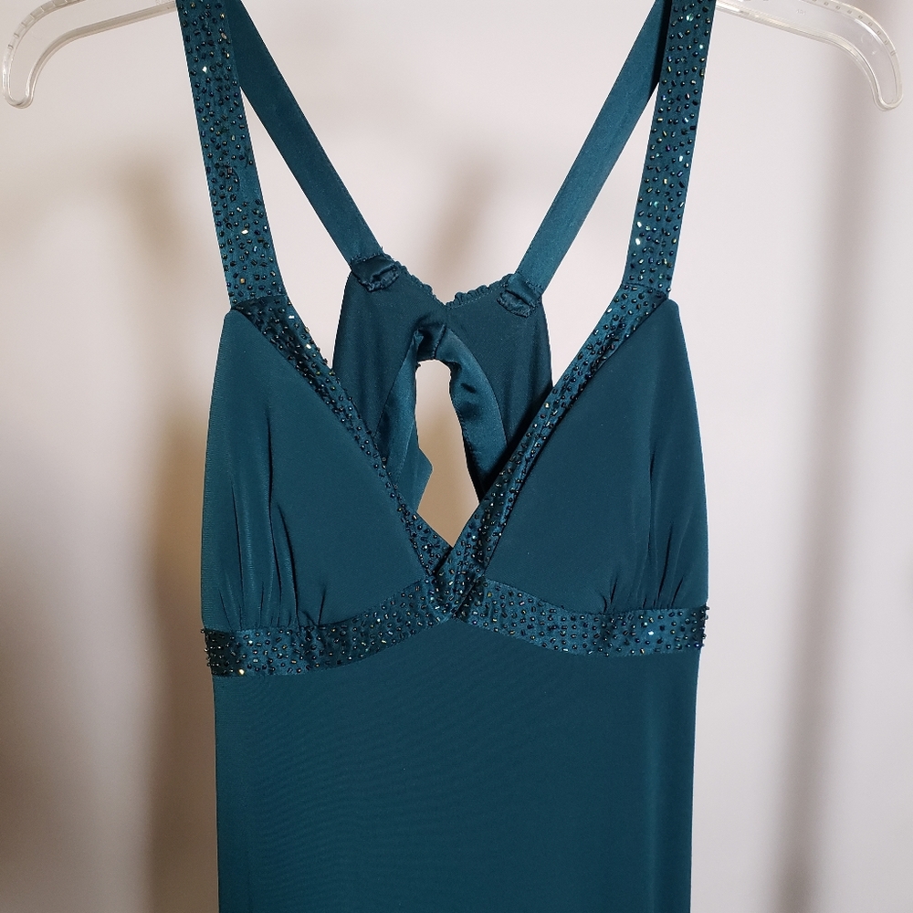 Laundry by Shelli Segal turquoise gown beaded sz 8